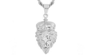 Silver Lion Crown Pendant Necklace feature img