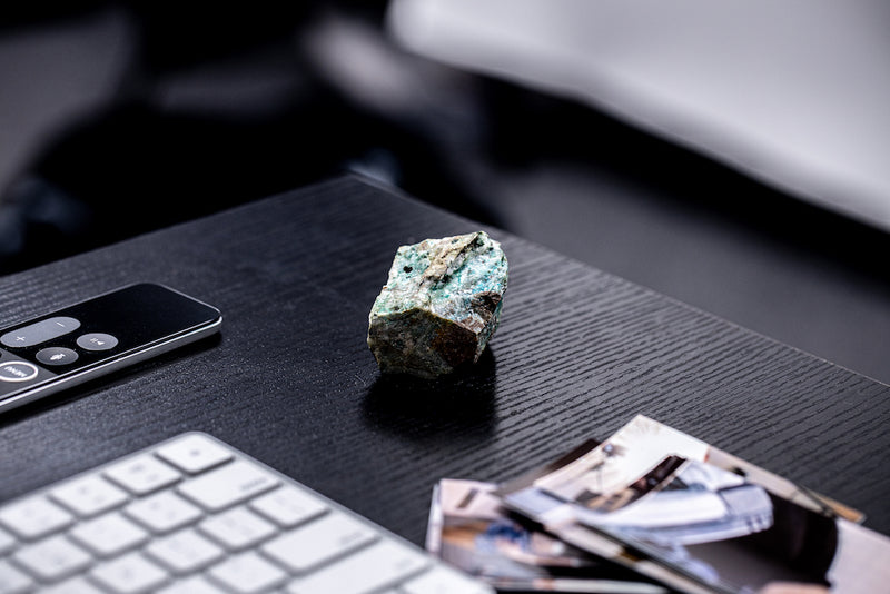 Chrysocolla Sitting on desk.