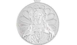 silver saint anthony pendant close up img