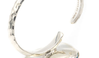 Sterling Silver Aqua Aura Crystal Adjustable Ring opening close up img