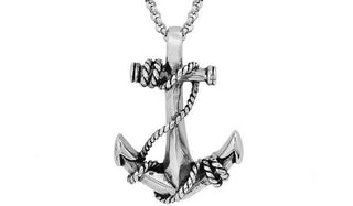 Silver Roped Anchor Pendant Necklace feature img