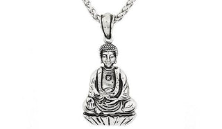 Silver Sitting Buddha Pendant Necklace feature img