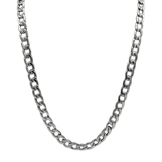 silver stainless steel 24'' curb chain necklace ( 4mm )
