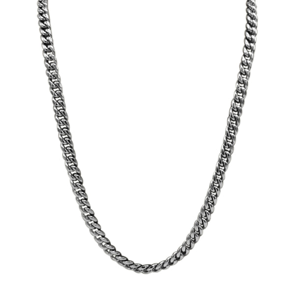 Silver stainless steel 5mm gourmette chain 24 inches in length