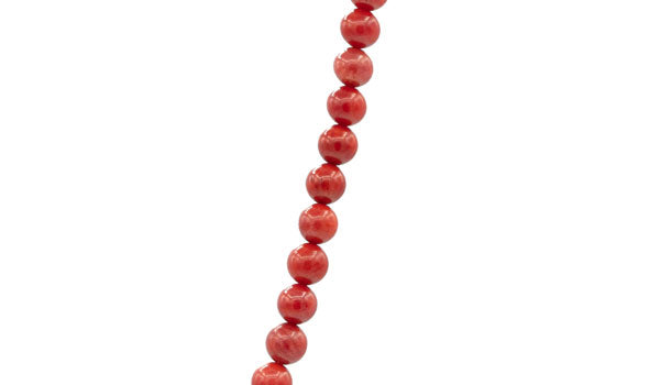 Sterling Silver 90's Style Mini Adjustable Red Coral Necklace close up